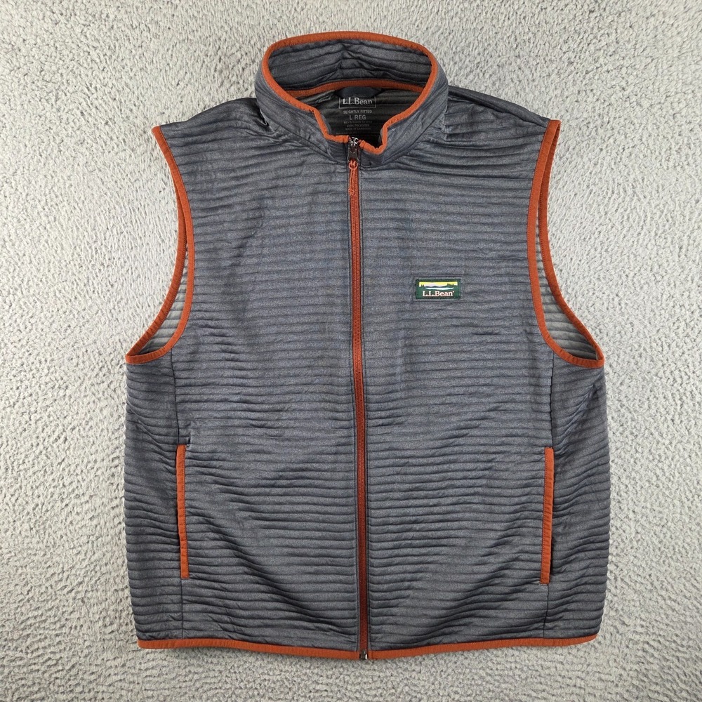 LL Bean Vest Mens L Gray Airlight Slightly Fitted Full Zip SUNY Adirondack‎